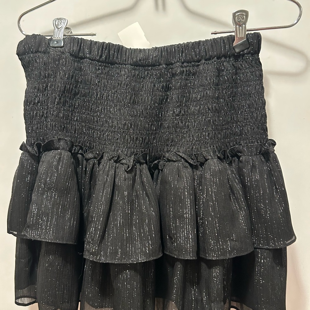 Gray Smocked Ruffled Mini Skirt for Casual Wear
